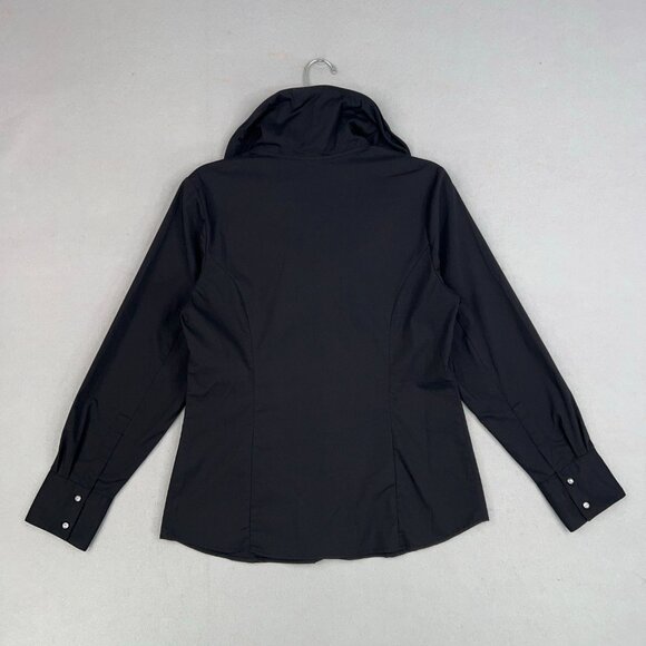 Soft Surroundings Shirt Womens Small Black Ruffle Wire Double Collar Structured - Picture 6 of 15